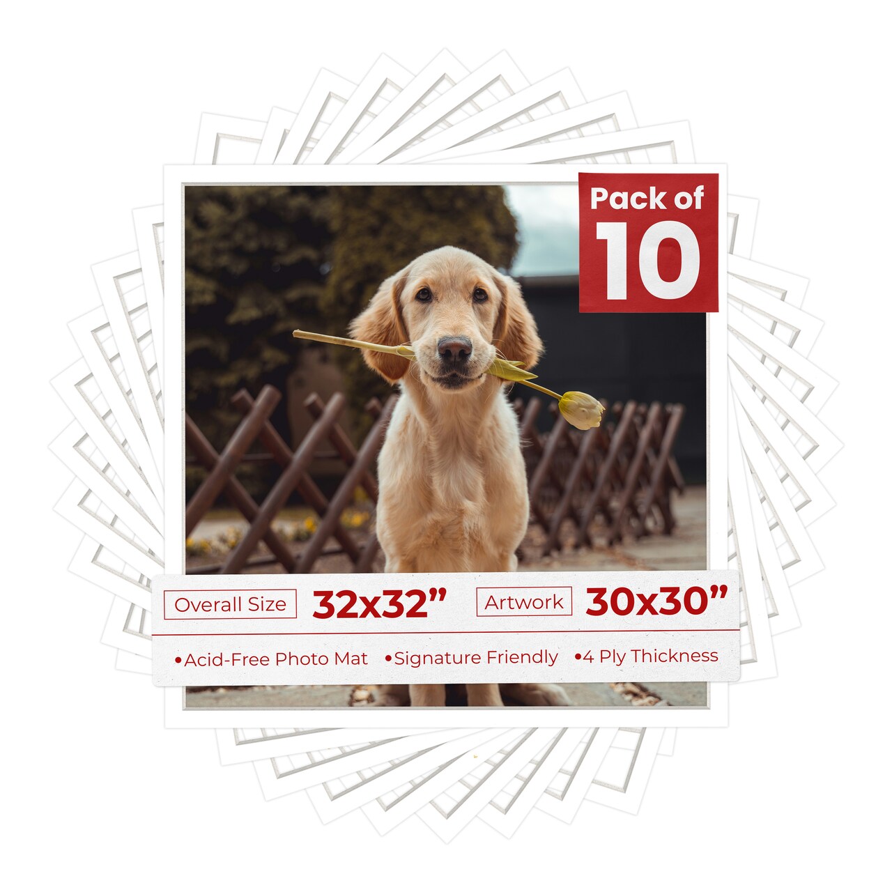 Textured White Mat Board for 32x32 Frames - Fits 30x30 Photos